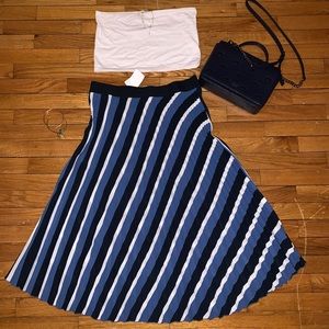 Midi Pleated A Line Skirt